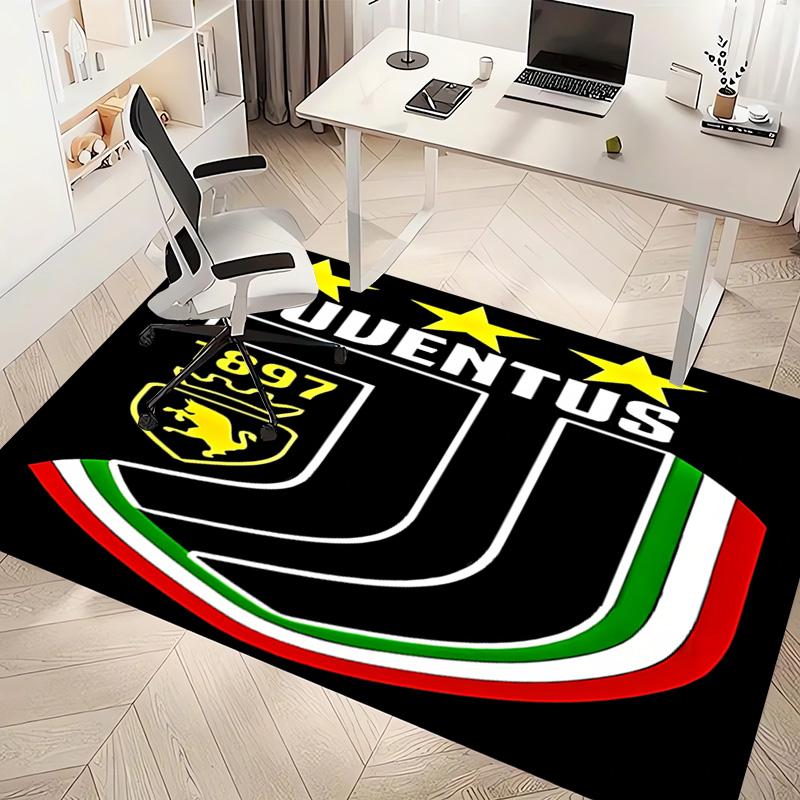 1pc Juventus FC logo Print Area Rug - Soft, Washable Non-Slip Indoor Mat, Living Room, Home Office Decorative Rug,Office Decorative