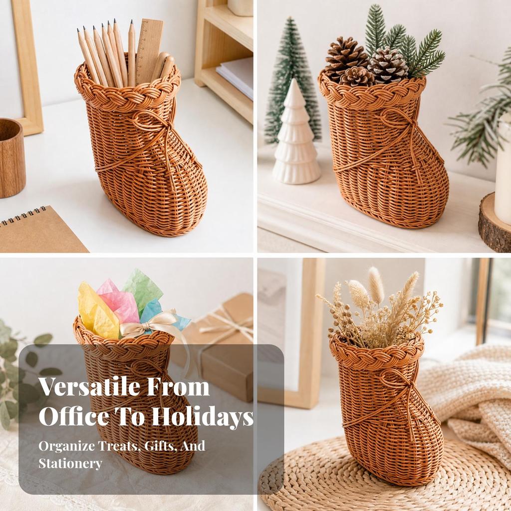 Boot Storage Basket with Woven Tie Detail Small for Christmas Gifts