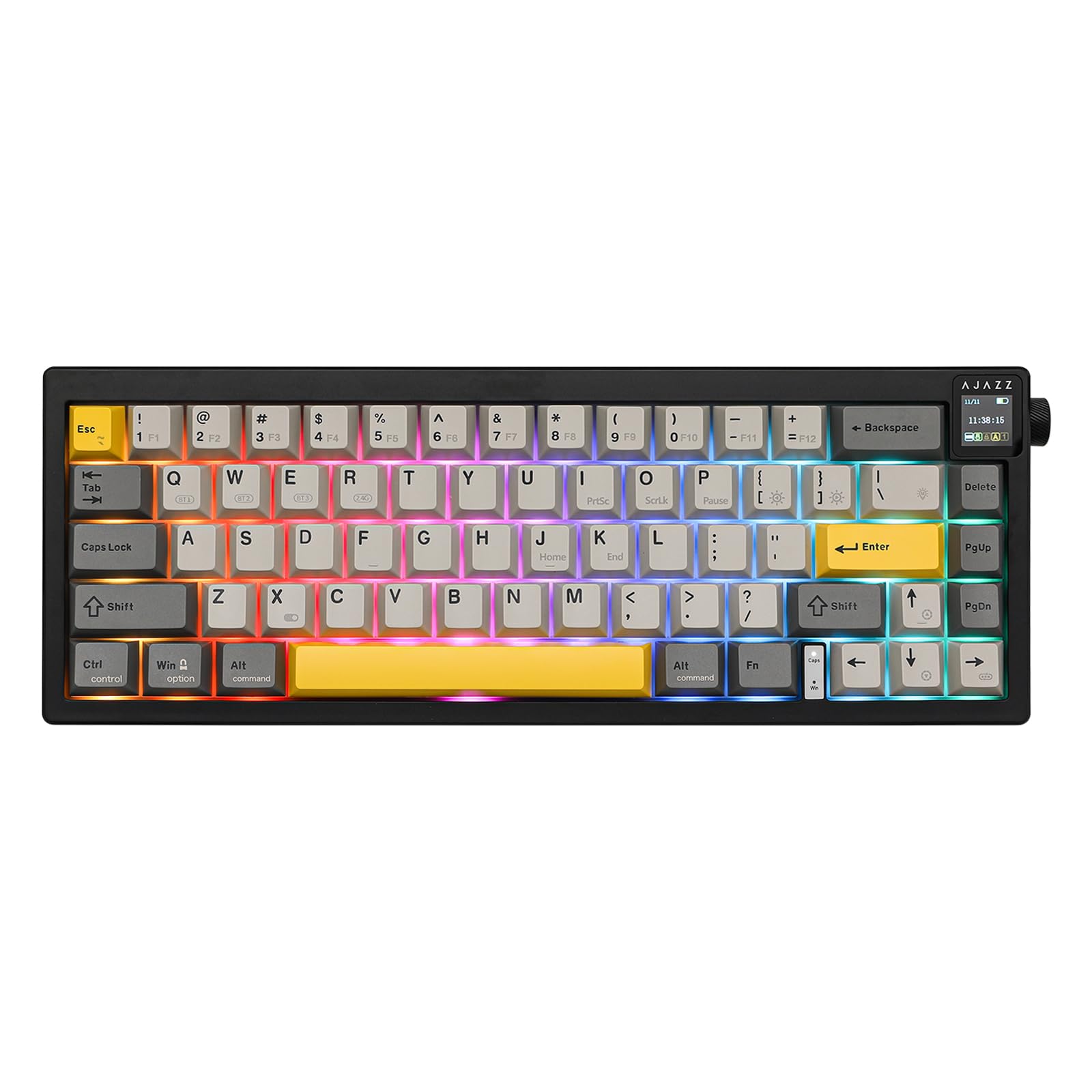 

[New Arrival] MechLands AJAZZ AK650 65% Gasket Mechanical Keyboard 3 Modes Wireless Gaming Keyboard with 0.85 Inch TFT Screen and Knobs 5000mAh Hot