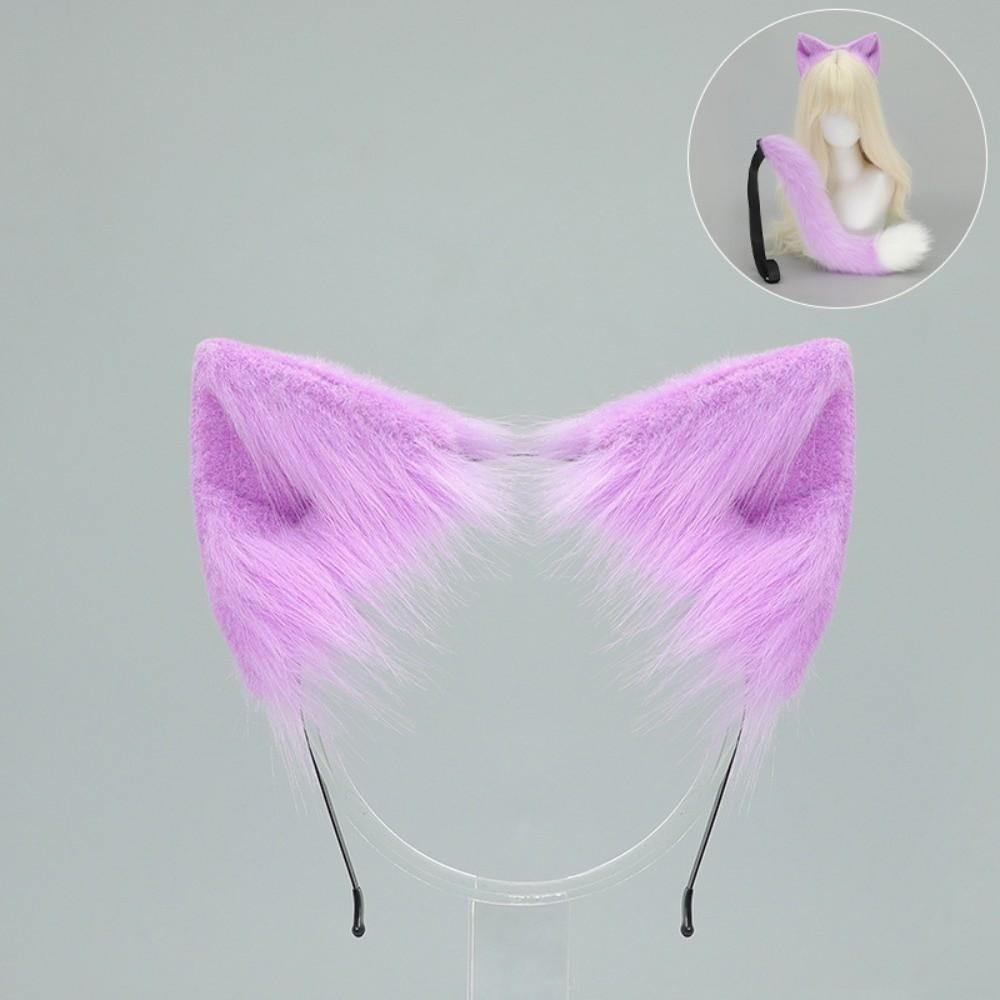 Plüsch-Katzenohren-Haarreif Realistische Tierohren Haarband Neues flauschiges Katzenohren- und Schwanz-Set Haaraccessoires