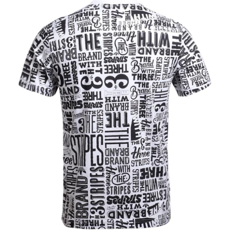 Adidas Originals Logo Print Round Neck Short Sleeve T-Shirt Men Tops Black White AO0937