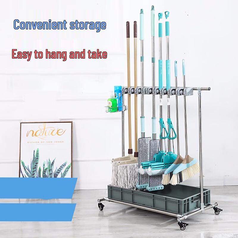 Yidashang No-Drill Stainless Steel Mop & Broom Holder