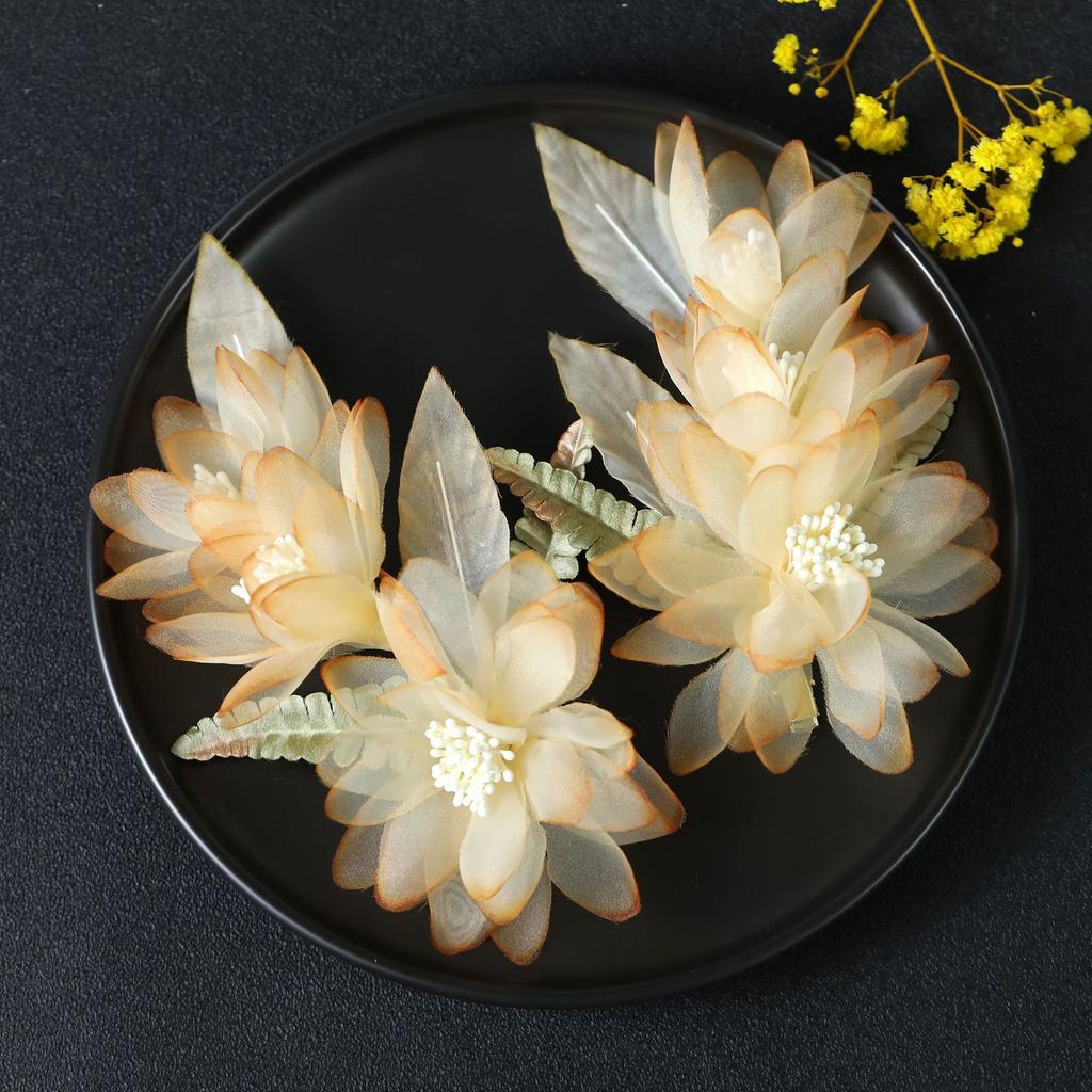 Flower Hair Clips Forks Chinese Hanfu Hair Accessories for Women Hairpin Fork Handmade Vintage Wedding Hair Jewelry Retro Crowns for Girl and Women