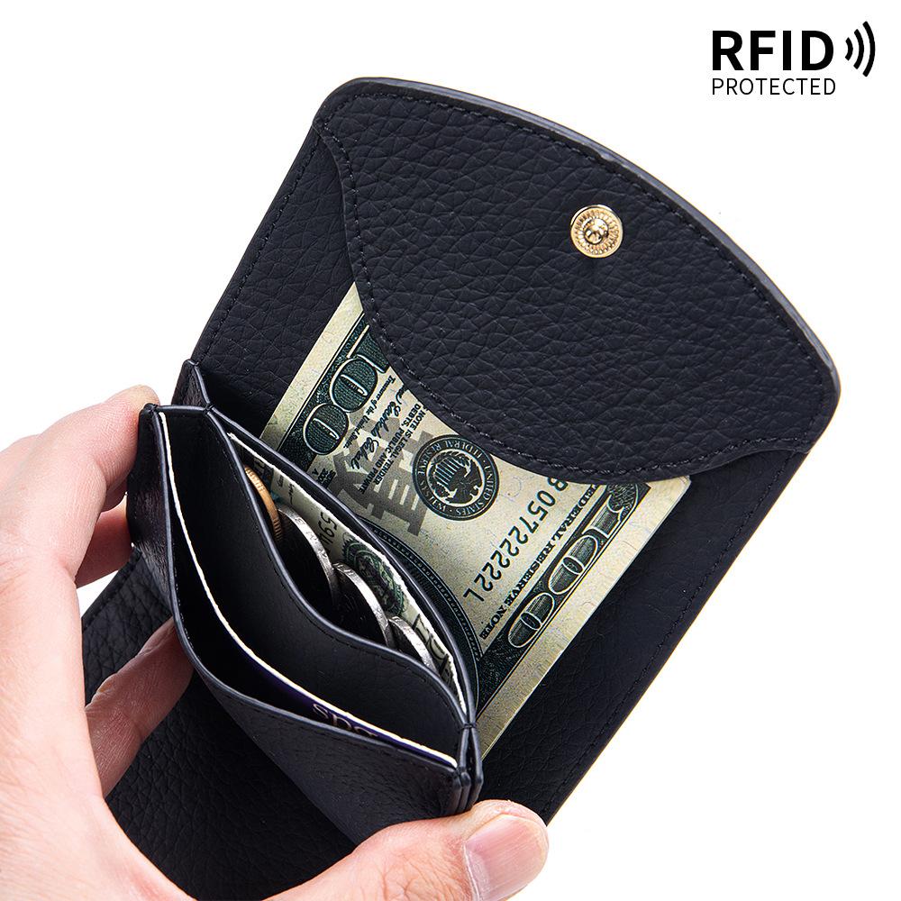 Women Genuine Leather Slim Short Wallet RFID Blocking mini Wallet Credit Card Holder money clip wallet Zipper Coin pocket