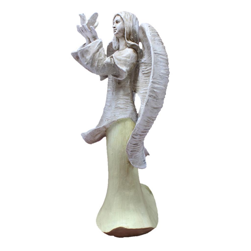 Angel Statue Vintage Resin Angel and Dove Sculpture Figurine for Home Wedding Decor