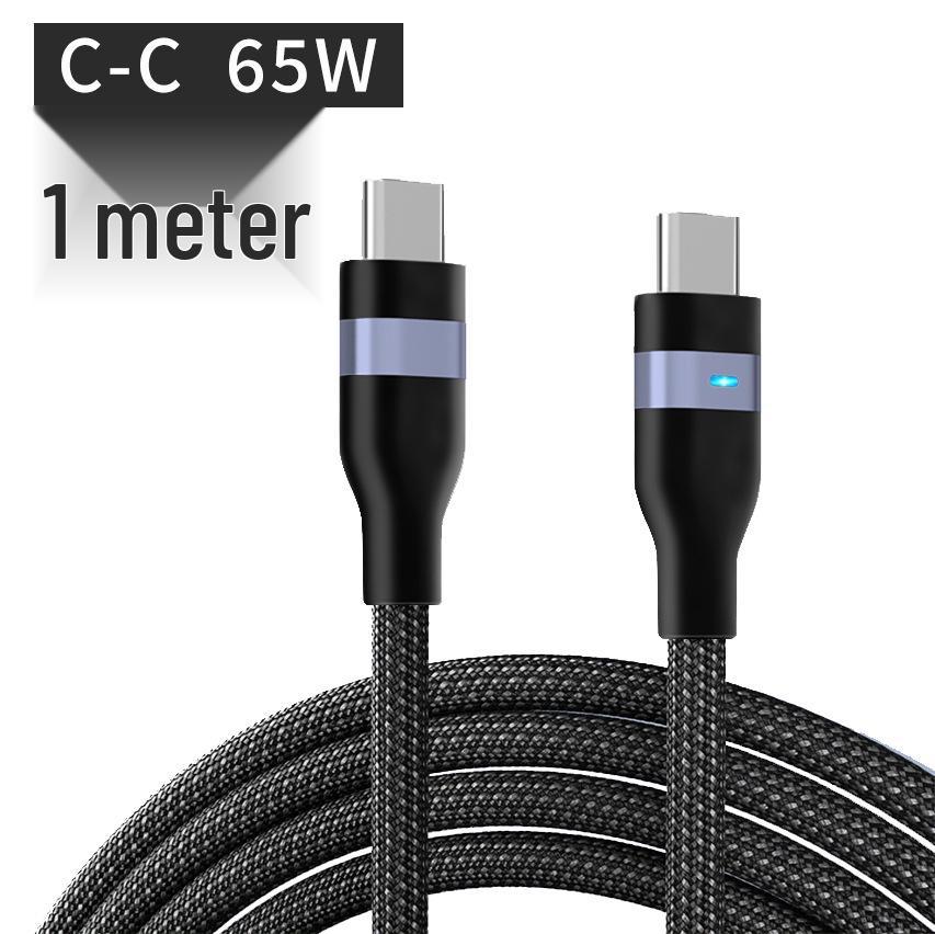 

Кабель для супербыстрой зарядки 240 Вт, плетеный, ледяной голубой, с индикатором быстрой зарядки для Apple, Huawei, Xiaomi 1m