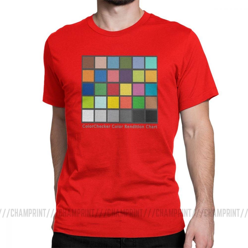 Herren Color Checker Tabelle T-Shirt Vintage Baumwolle T-Shirt Kurzarm Fotograf T-Shirt Rund