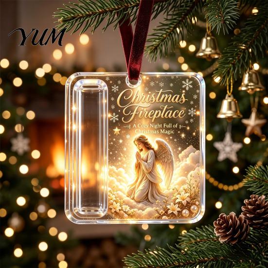 Money Gift Ornament Christmas Acrylic Holder Ornament, Xmas Holiday Cash Transparent with Slot, Tree Hanging Decoration