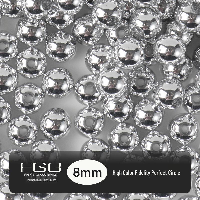 

FGB Бусины-разделители серебряного цвета с высокой стойкостью цвета - 3/4/6/8 мм круглые стеклянные бусины для аксессуаров для бисероплетения своими руками 30g