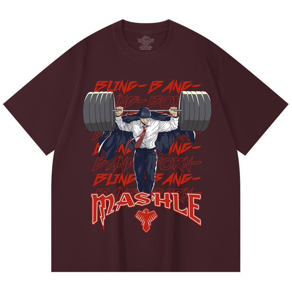

230 Gsm 100% Cotton Mashle V4 Mash Gym Print Unisex Heavy Cotton T Shirt 2XL вина червоного кольору