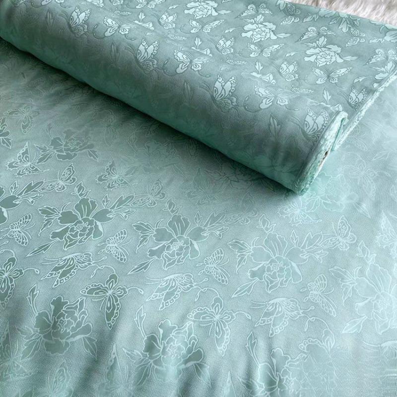 Breathable Mulberry Silk Jacquard Fabric Hollow Flower Luo Silk Fabric for Sewing Traditional Chinese Dress Cheongsam Clothes