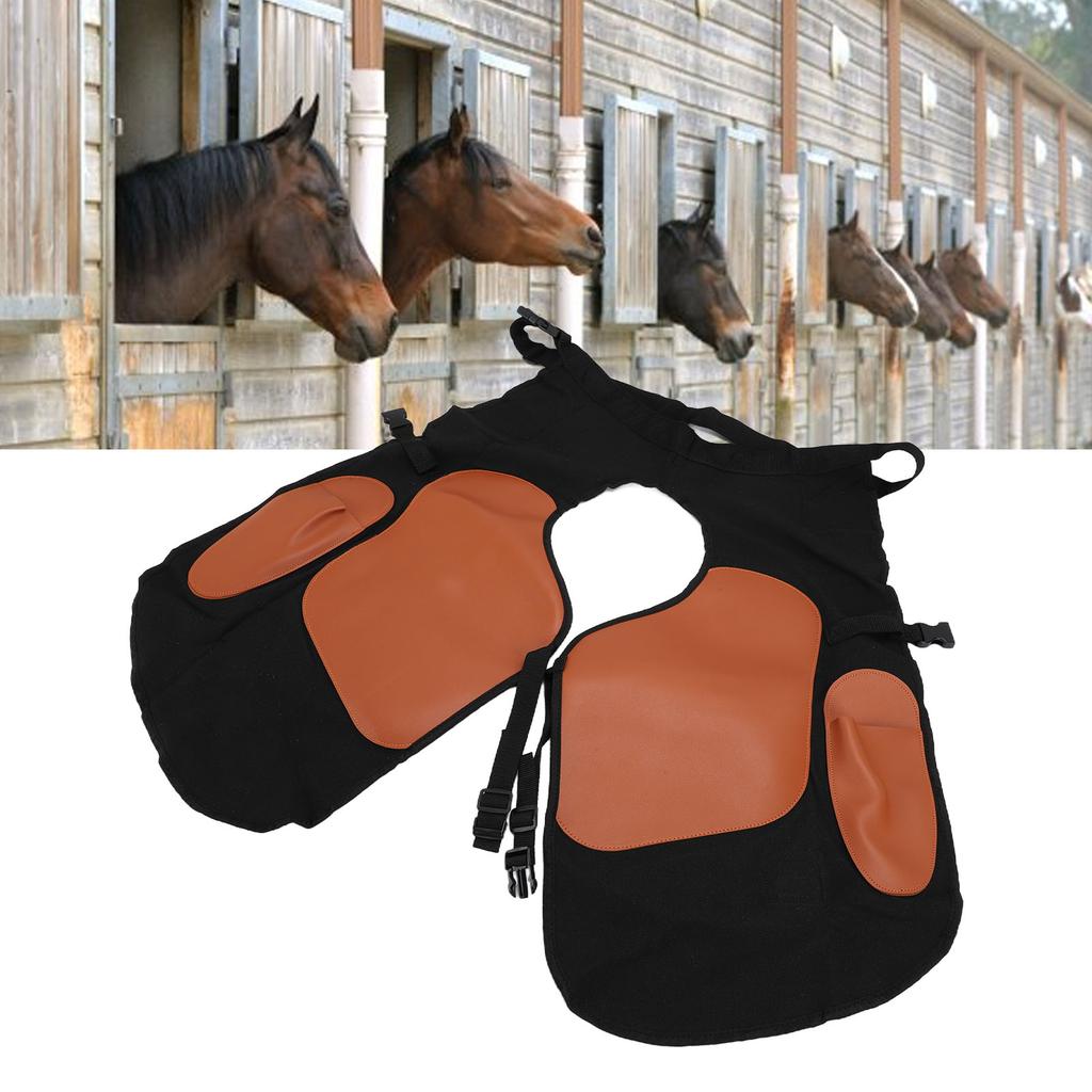 Equine Farrier Apron Adjustable Wear Proof Canvas with PU Split Leather Coating Stable Horse Grooming Protective Supplies