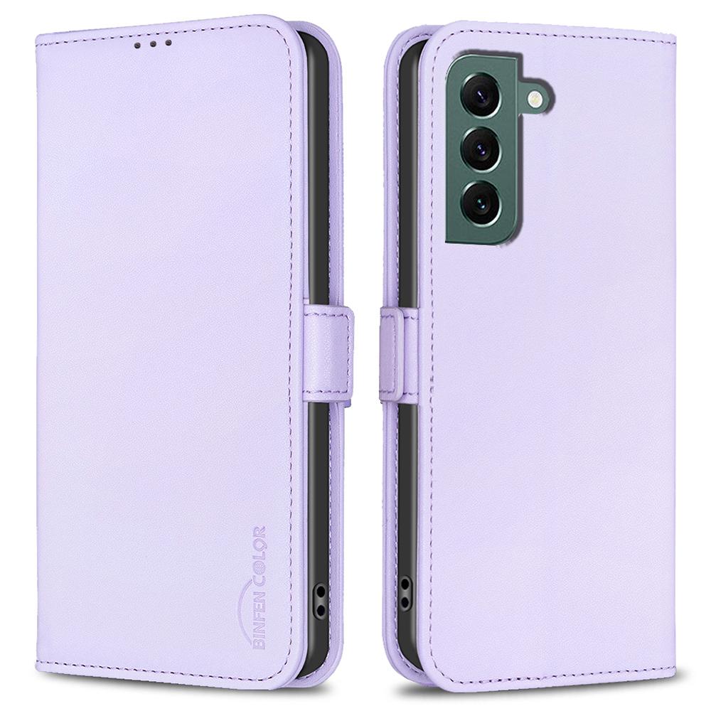 

BINFEN COLOR BF31 For Samsung Galaxy S22 5G Case with Wallet Stand PU Leather Flip Phone Cover Purple