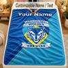 Flannel BlanketWarrington Wolves Custom Name Text Personalized Soft Warm Throw Blanket Home Decor Gift