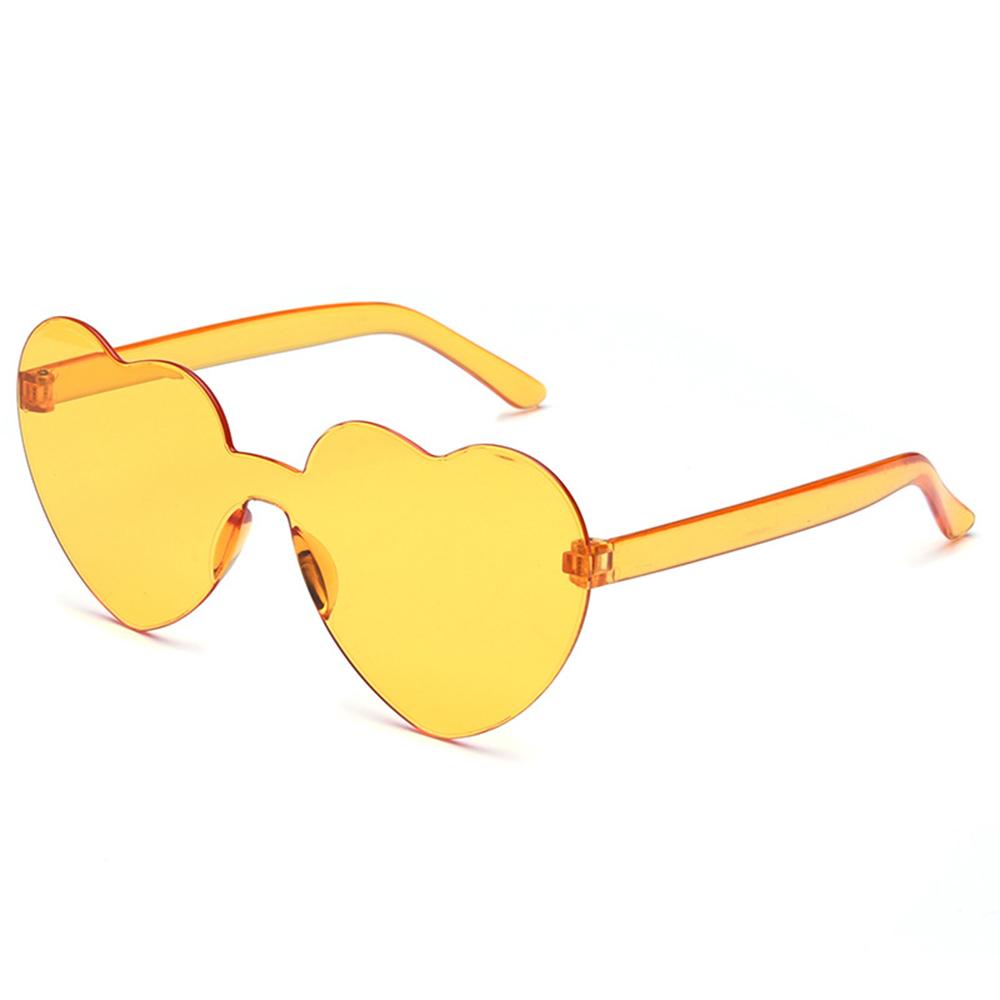 Love Heart Shape Sunglasses Women Rimless Frame Tint Clear Lens Colorful Sun Glasses Female Red Pink Yellow Shades Travel