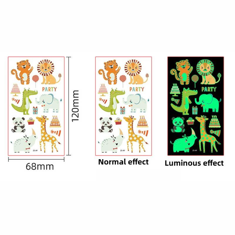 5-100PCS Glow in The Dark Animal Tattoo Stickers Waterproof Temporary Body Face Art for Kids Party Favors Festival Events