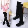 Fashion Large size over the knee boots for women winter velvet round toe elastic square heel slim women's boots