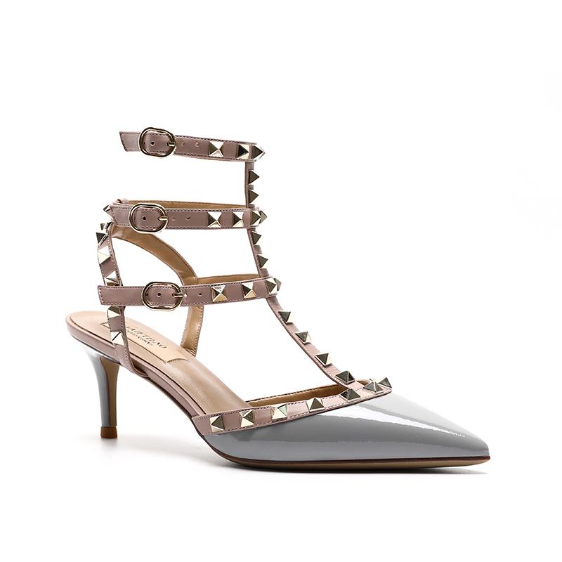 Genuine Leather Summer Women's Gladiator Sandals 2024 New Star Style Luxury Brand Rivet High Heels Designer Women's Pumps 33-41