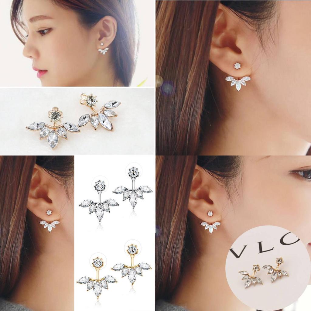 Elegant Korean Style Daisy Flower Stud Earrings With Zircon Stone For Women