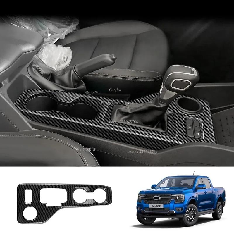 For Ford Ranger 2024 2025 ABS Carbon Fiber Center Console Gear Shift Panel Decoration Cover Stickers Trim Car Accessories