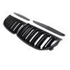 1 Pair Front Gloss Black 2 Line Double Slat Kidney Grille Grill For BMW E90 E91
