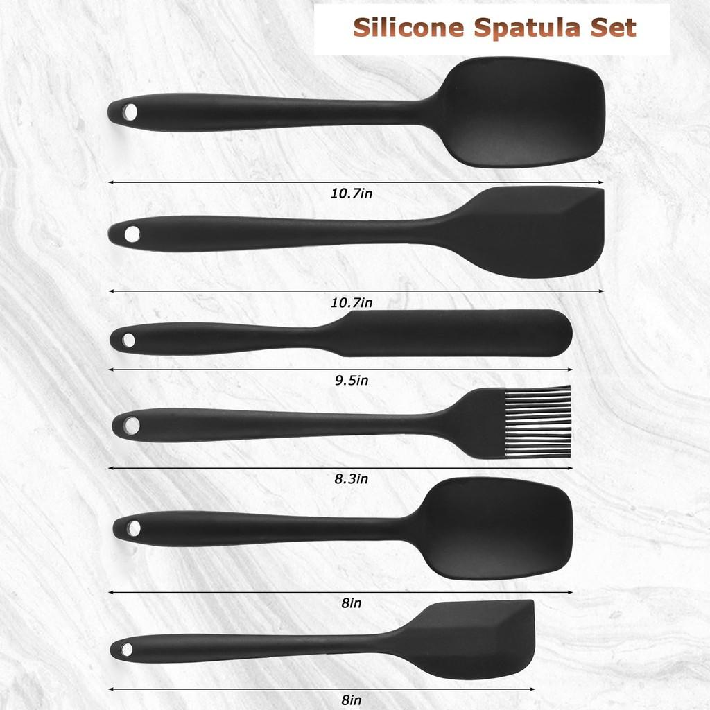 6PCS Silicone Spatula Set,Rubber Spatula High Heat-Resistant One Piece Seamless Cooking Spatula Kitchen Utensils Cookware Baking
