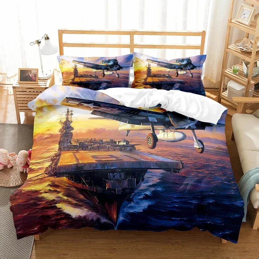 Literie 3D Avion Ciel Bleu Imprimé Taille Queen Pour Garçons Enfants Housse de Couette Avion Linge de Maison De Literie
