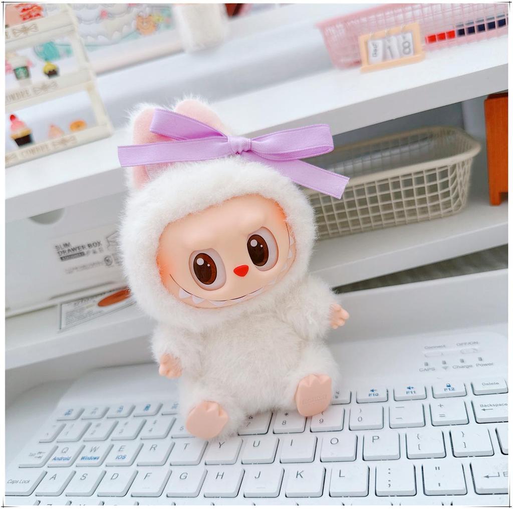 First, Second, and Third Generation Labubu Doll Clothes & Accessories Set: Includes 17cm and 10cm Doll Clothes, Crossbody Bag, and Hair Clip.