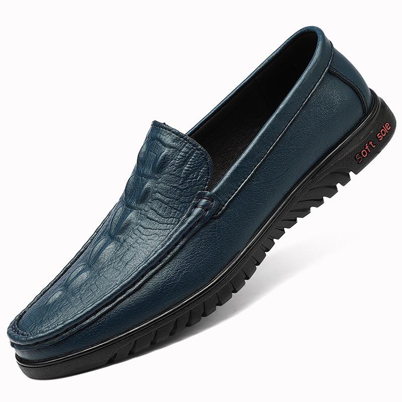 Men s Crocodile Grain Casual Leather Loafers - Soft Sole, Breathable, Slip-On Shoes 40
