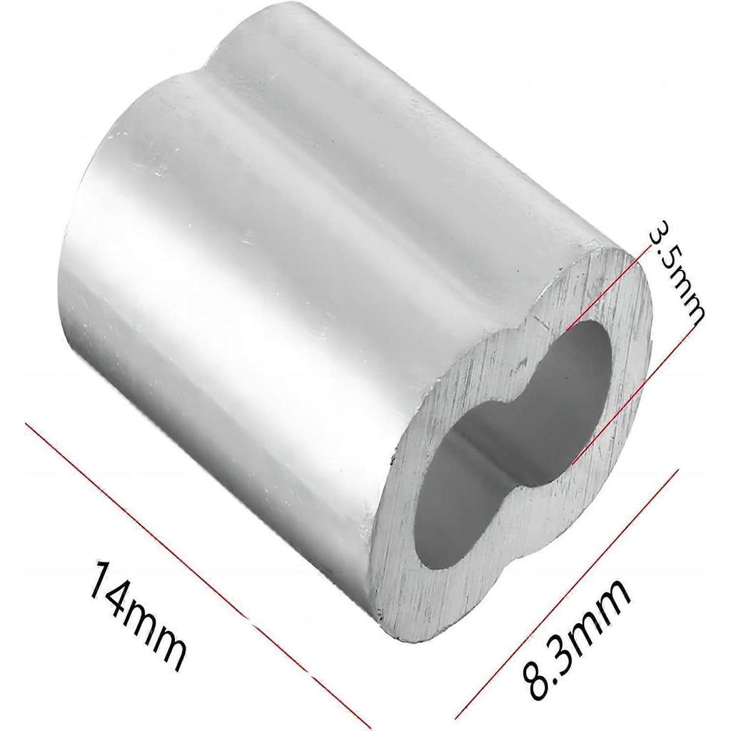 50 Pieces Aluminum Double Sleeves, 3mm Steel Wire Rope Sleeves, Aluminum Crimping Loop Sleeve Clips with Double Ends, for Steel Wire Rope, Wire Rope,