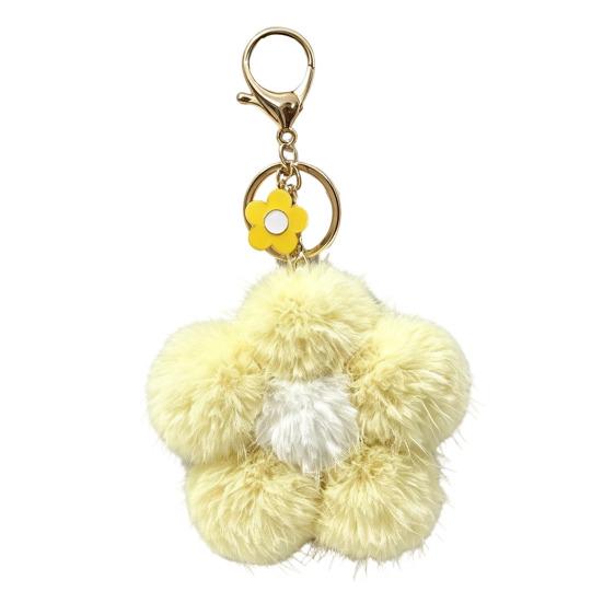 Floral Bag Charm Plush Flower Keychain for Backpack, Fuzzy Keyring Key Chain Charm, Women Girls Handbags Decorative Accessory Aesthetic Purse