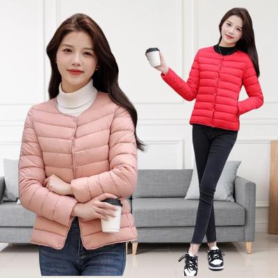 Padded Clothes Women's Light and Short Winter New Down Padded Clothes Fashion Round Neck Slim Liner Warm Padded Jacket