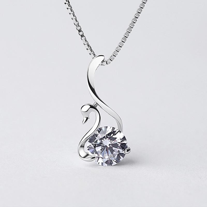 Elegant Amethyst Swan Pendant Necklace for Women - Clavicle Fashion Jewelry