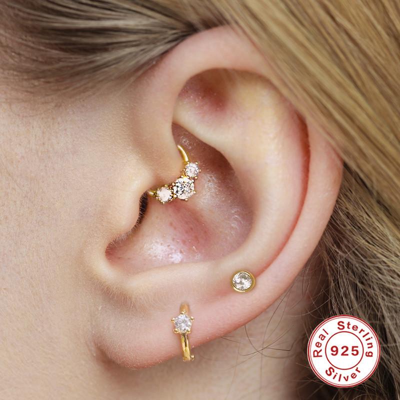 Sterling Silber 925 Hip Hop Knorpelpiercing Ohrringe Nasenringe Lippenringe Ohrringe Körperschmuck Hypoallergen Weiblich Männlich