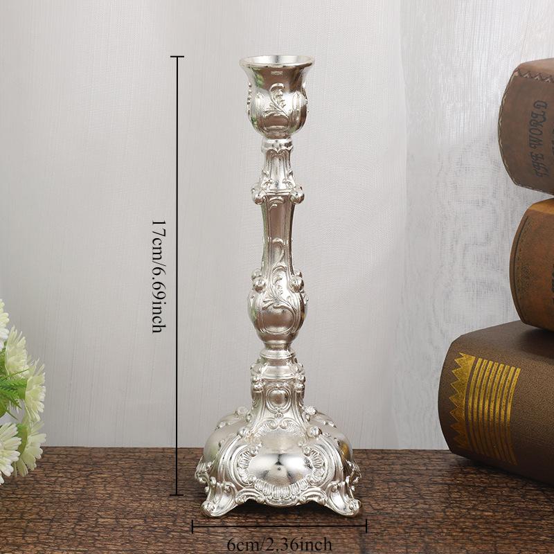 Baroque Style Classical Relief Sculpture Metal Candle Holder Home Decor Living Room Desktop Fireplace Candlestick Ornaments