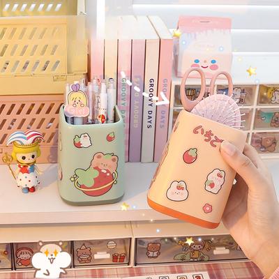 Cartoon-Stifthalter für Mädchen, Schreibtisch, große Kapazität, Stifteeimer, I Aufbewahrungsbox für Studentenbüro, Schreibwaren