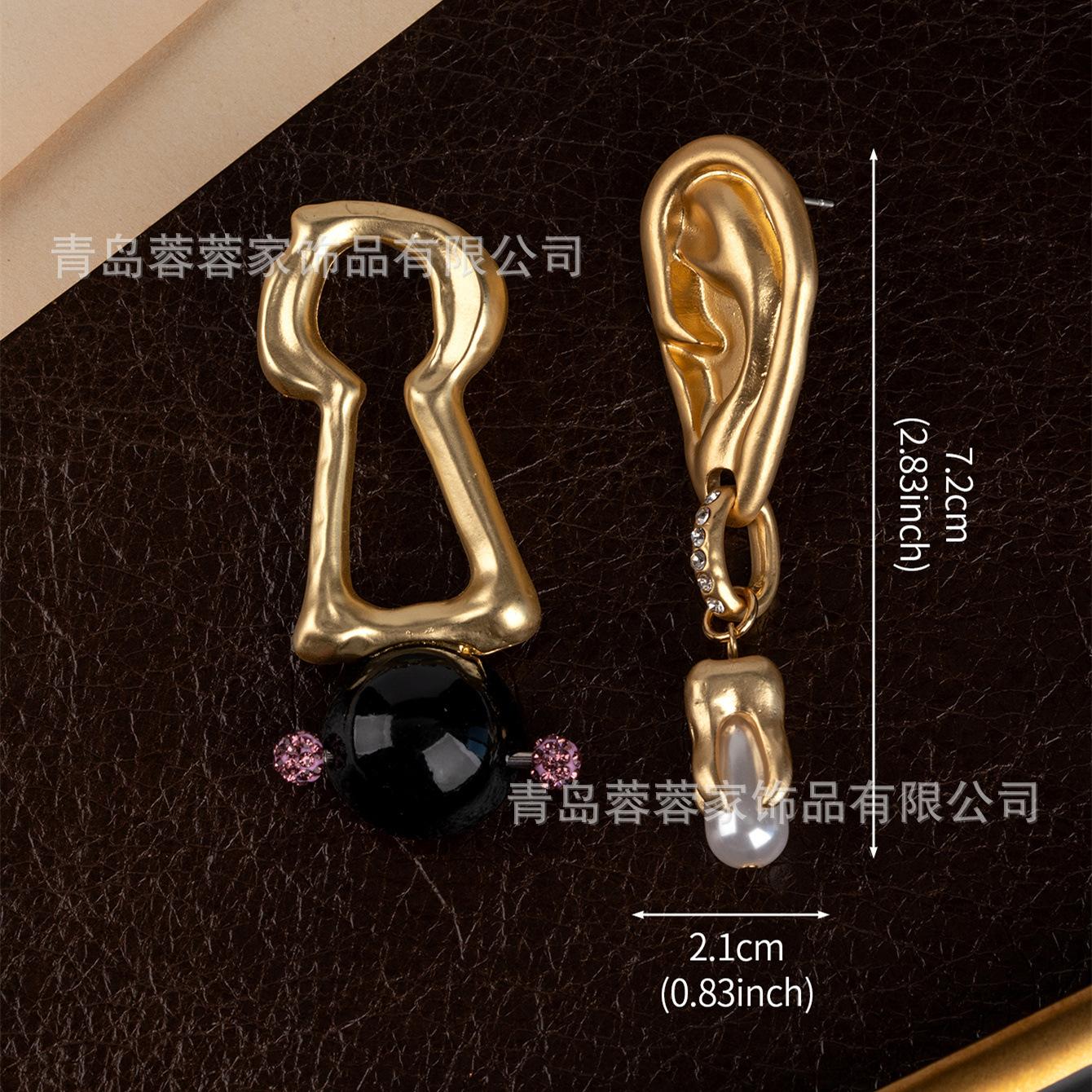 

Cross Border Medieval Europe America Unique Xia Pareli Ear Asymmetrical Earrings AB Style Niche Designer