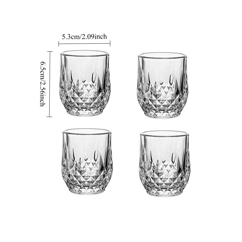 80ml/85ml Luxury Foreign Wine Cup Small Wine Glass Classic Whiskey Glass Transparent Cocktail Glass Household Drinking Glasses 4pcs