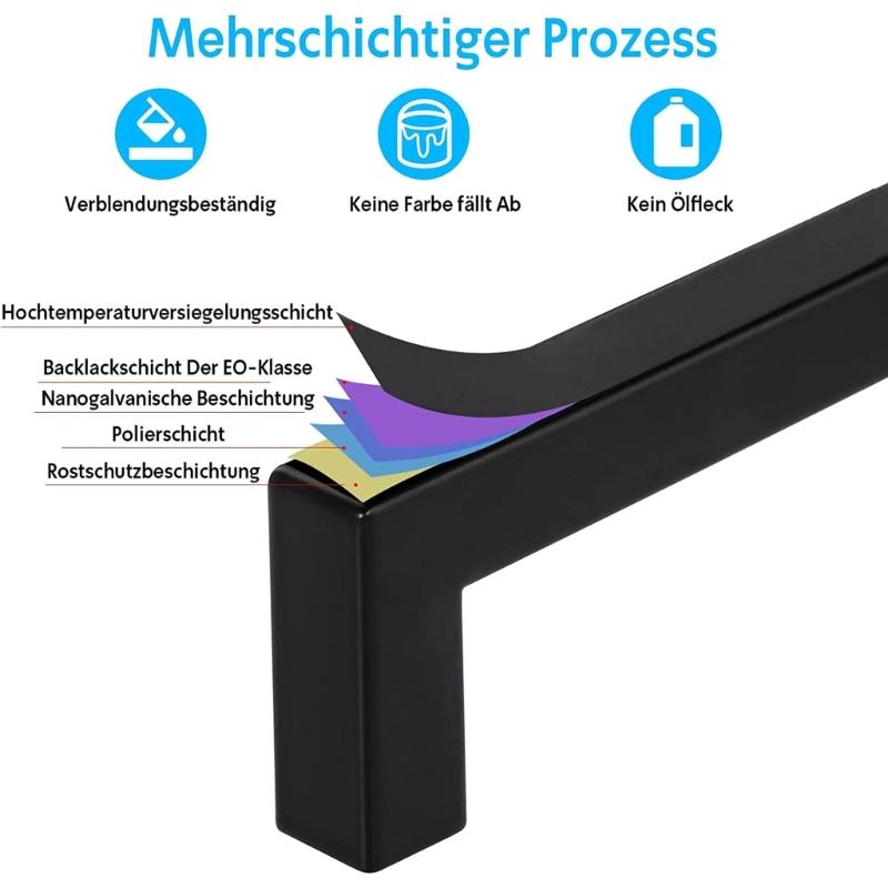 96/128mm Modern Drawer Handles Strong & Convenient Metal Handles Contemporary Black Furniture Handles for Household