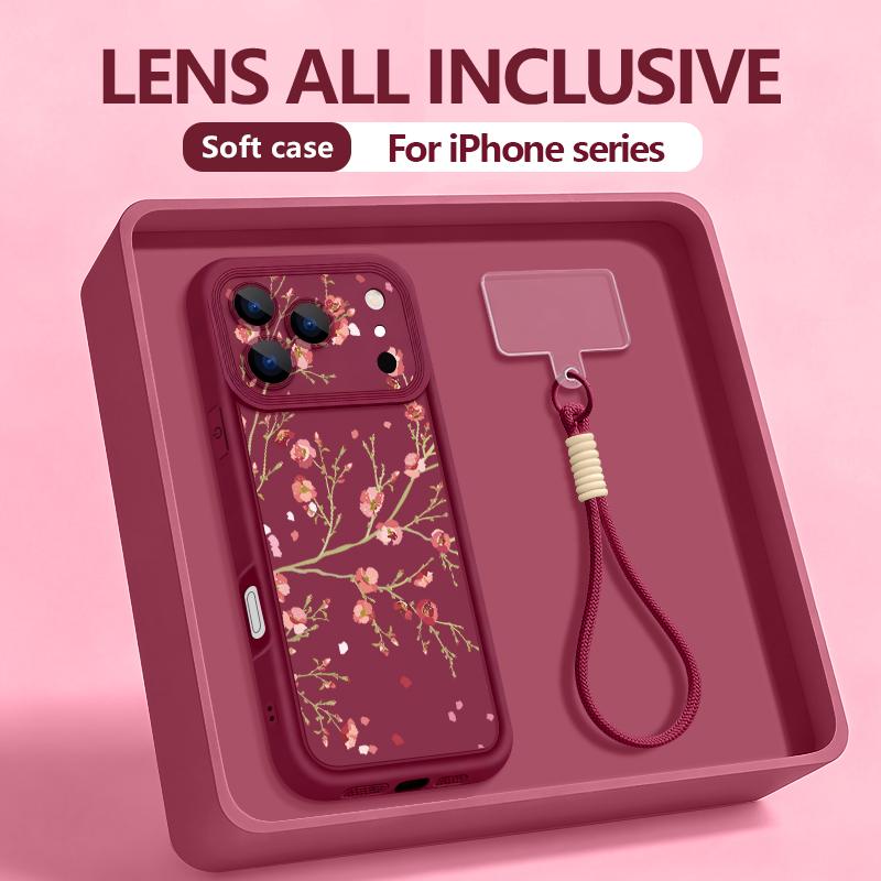 Wrist Strap Lanyard Phone Case For iPhone 17 Pro Max Air 16E 16 14 15 Pro 12 13 Pro Max 11 Colourful Plant Pattern TPU Cover
