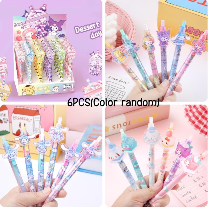 Caneta de Pressão com Adesivo Sanrio de Verão Desenho Animado Cão Patsy Peixe Feio 0.5mm Preta Caneta de Assinatura para Estudante Atacado