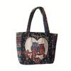 Embroidered Canvas Tote Bag - Chinese Style for University Women