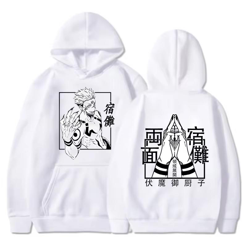 Jujutsu Kaisen Ryomen Sukuna Printed Hoodie Fashion Anime Graphic Fleece Long Sleeves Men's Casual Loose Cozy Pullover