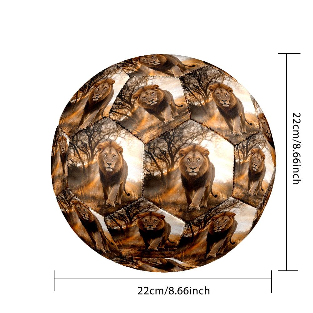 1pc Lion Wild Theme Soccer Ball Football, Size 5, Lightweight PVC, Outdoor Training Soccer Ball,Gift C657