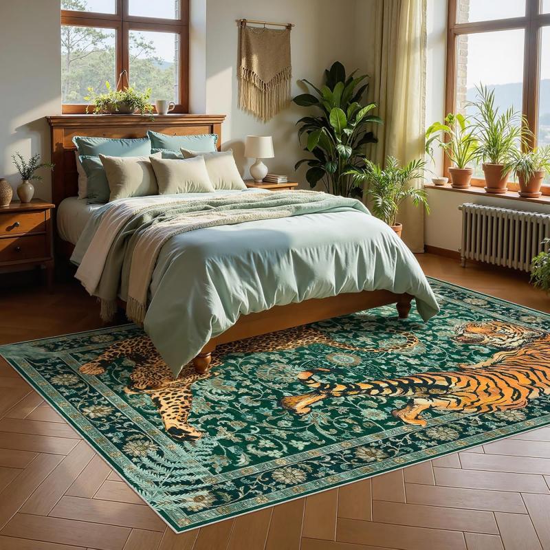 Tapis de zone léopard bohème pour salon et chambre à coucher, Tapis antidérapant pour bureau, Tapis de salle à manger, Décoration de maison