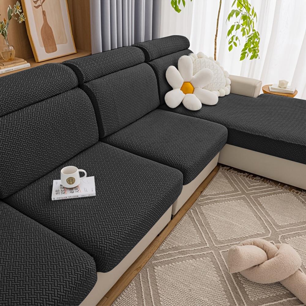 Jacquard Sofa Seat Cushion Covers Elastic Solid Color Couch Covers For Sofa Removable Sofa Covers Chaise Lounge Living Room