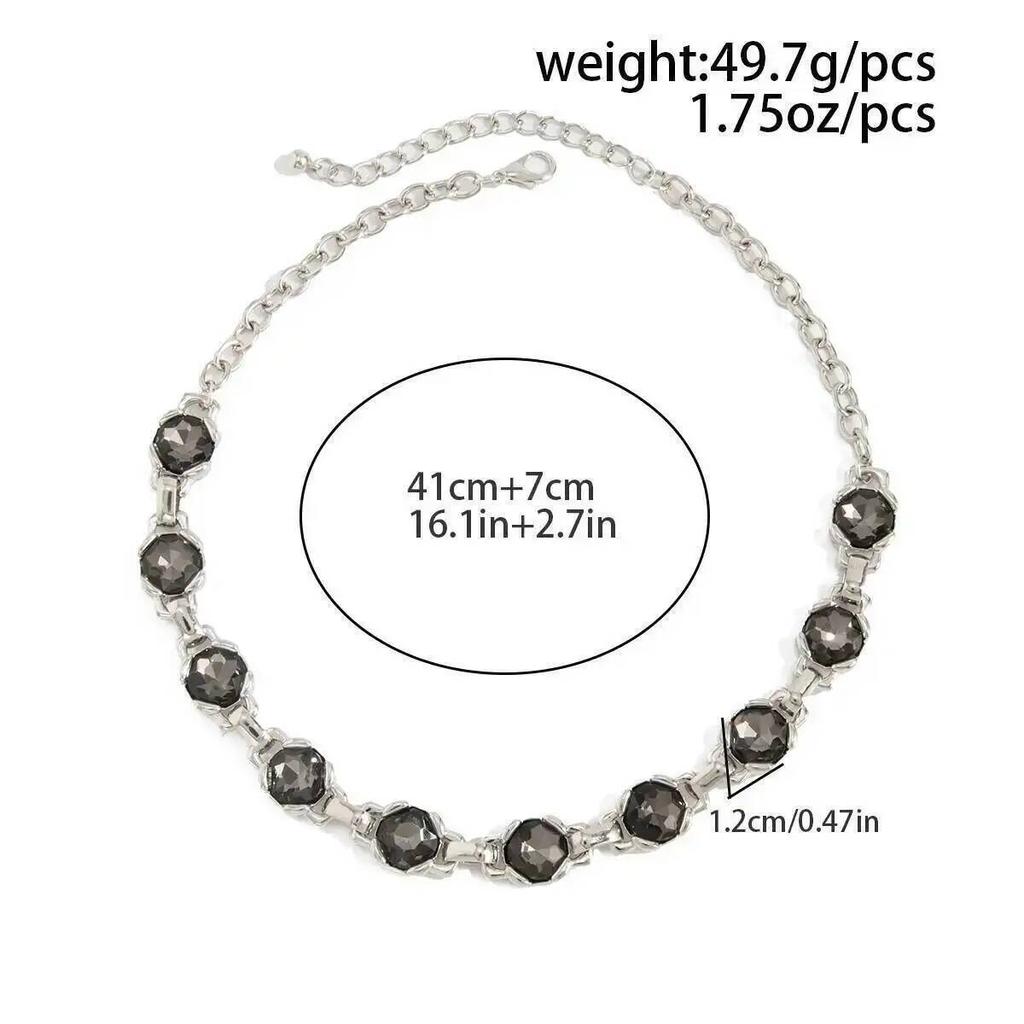 IngeSight.Z 2 Style Punk Unique Shiny Glass Drill Choker Necklace Retro Charm Irregular Short Neck Chain Accessory Jewelry Gift