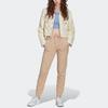 Adidas Originals Solid Color Logo Embroidered Drawstring Cuffed Sweatpants Women Bottoms Light-Brown HJ7856
