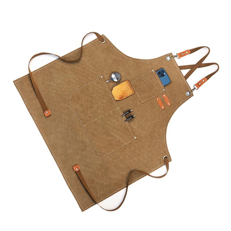 Șorț de tâmplărie Pânză groasă Impermeabil Șorț de lucru pentru grădinărit Cafenea Bej deschis