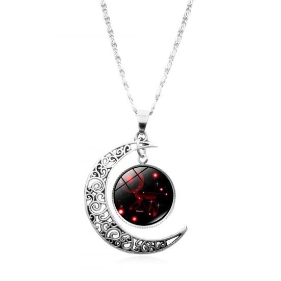 12 Constellation Half Moon Zodiac Sign Astrology Horoscope Pendant Necklace